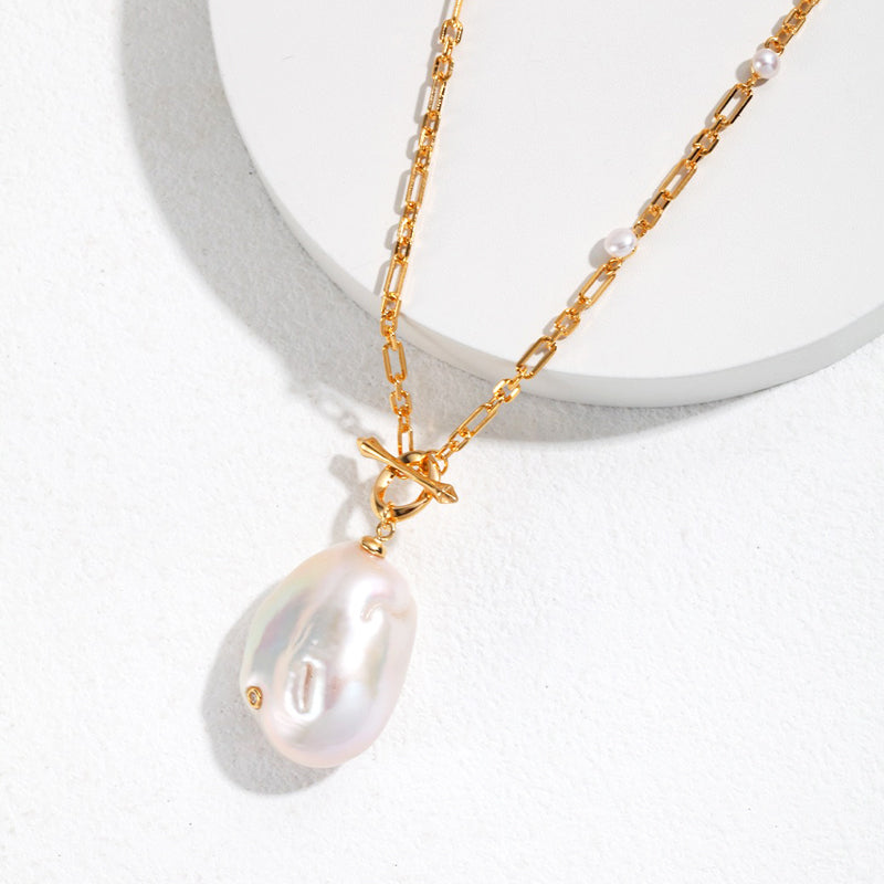 Baroque Pearl Pendant S925 Sterling Silver Necklace