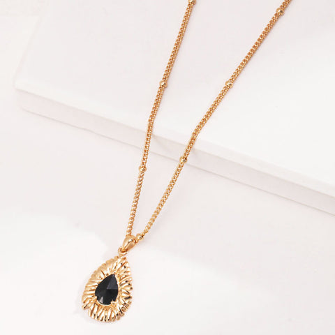 Black Zircon Pendant S925 Sterling Silver Necklace